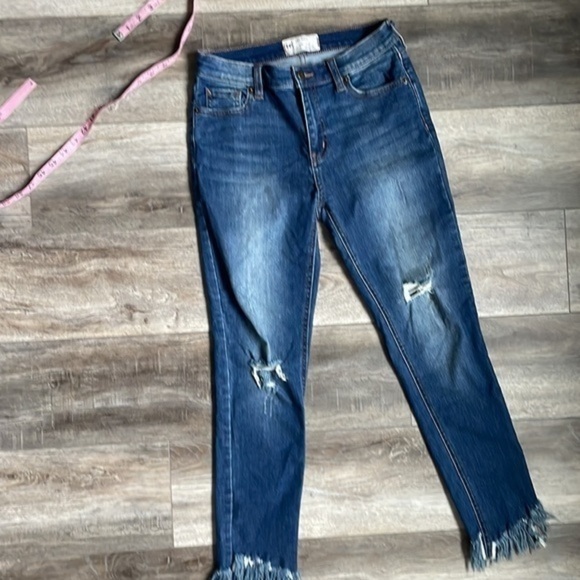 Free People jeans blue denim stretch and ragged size 26 baddie - Picture 4 of 9